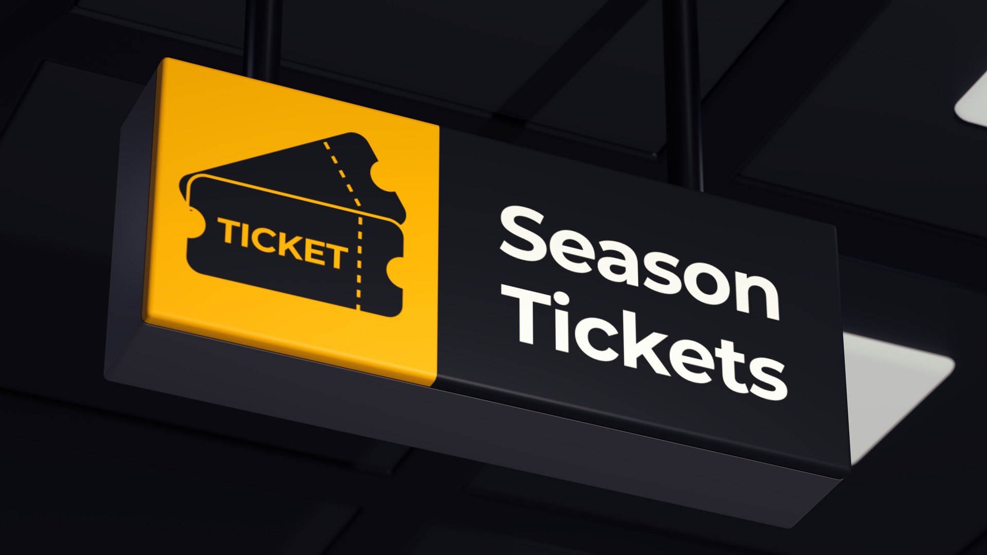 Season ticket for game event. Reserved seat concept. Sport stadium and theater access admission 3d Illustration.